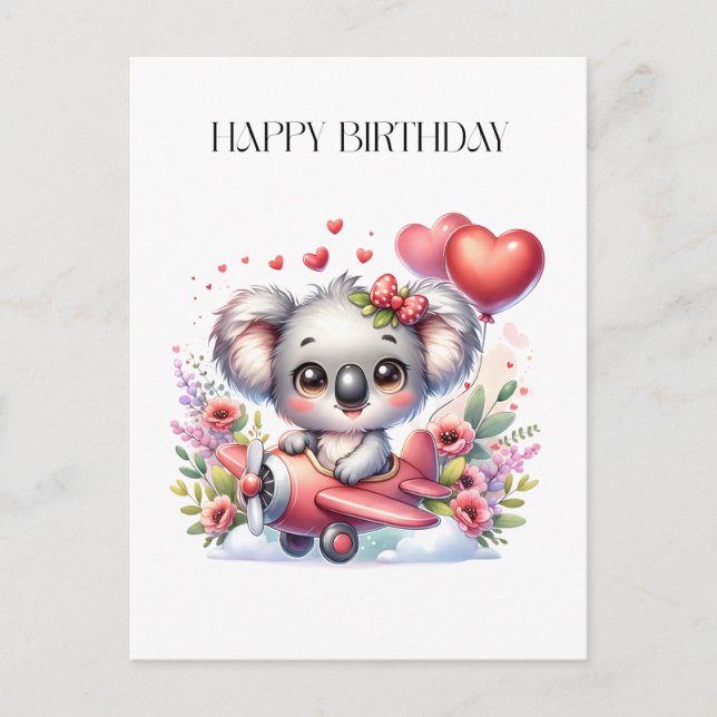 Flygande Koala Födelsedag Vykort (Framsida)