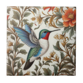 Flygande kolibri inspirerad av William Morris Kakelplatta
