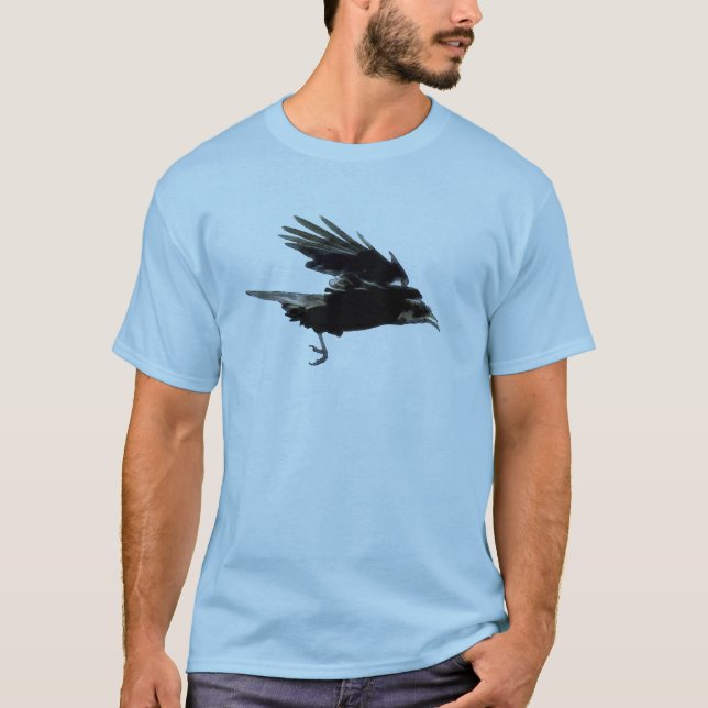 Flygande Kråka Art Raven-älskare Wildlife Tee (Framsida)