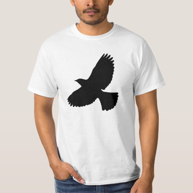 Flygande Kråka och Fläkt Svan Silhouette T Shirt (Framsida)