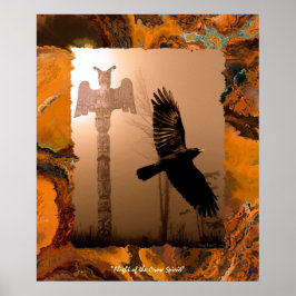 Flygande Kråka Spirit & Totem Pole Art Poster