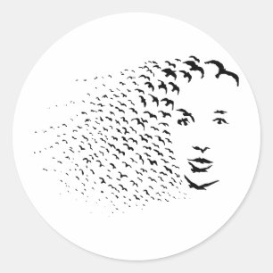 Flygande Kråkor eller optisk Illusion i Ansikte Runt Klistermärke