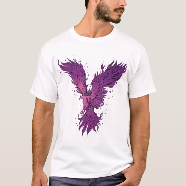 Flygande lila fönixfågelgrafisk t-shirt - cool (Framsida)