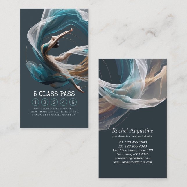 Flygande Luft Yoga Instructor 5 Class Pass Lojalitetskort (Fram/baksida)