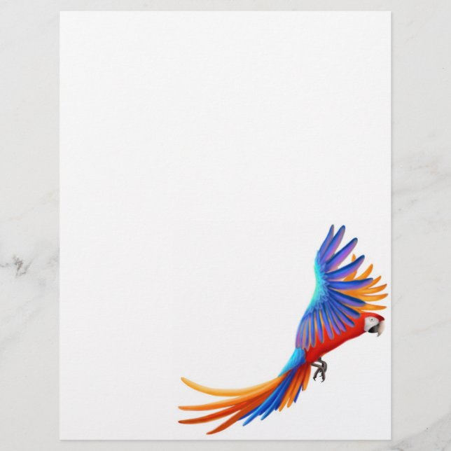 Flygande Macaw Parrot Letterhead Stationery 8,5 x  (Framsida)