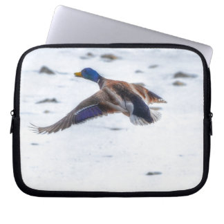 Flygande Mallard Anka Drake 15 Wildlife Photo Laptop Sleeve