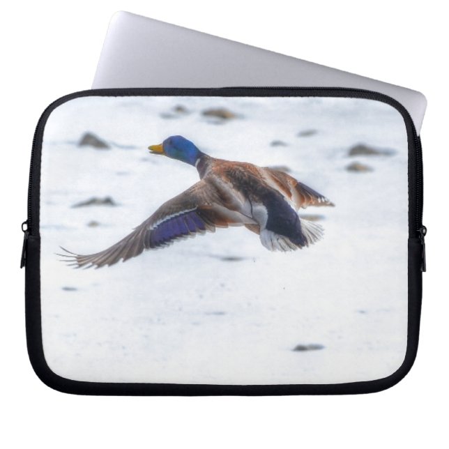 Flygande Mallard Anka Drake 15 Wildlife Photo Laptop Sleeve (Framsidan)