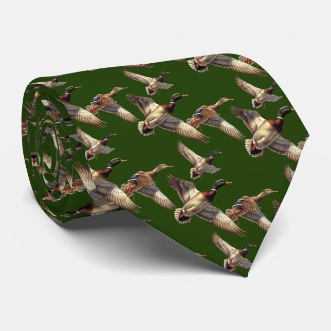 Flygande Mallard Ankor på Grönt Slips (Rullad)
