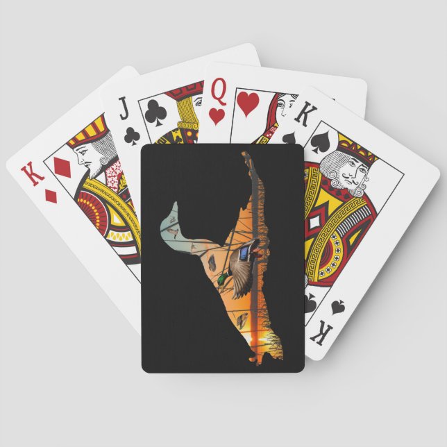 Flygande Mallard-stödkort, jakt på Anka Casinokort (Baksidan)