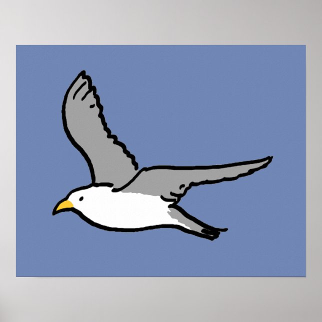 Flygande mås. En fågel i flykt Poster (Framsidan)