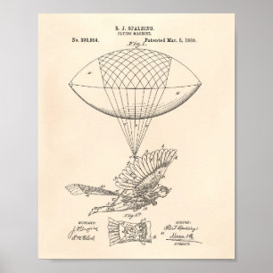 Flygande Maskin 1889 Patent Art - Gamla peper Poster