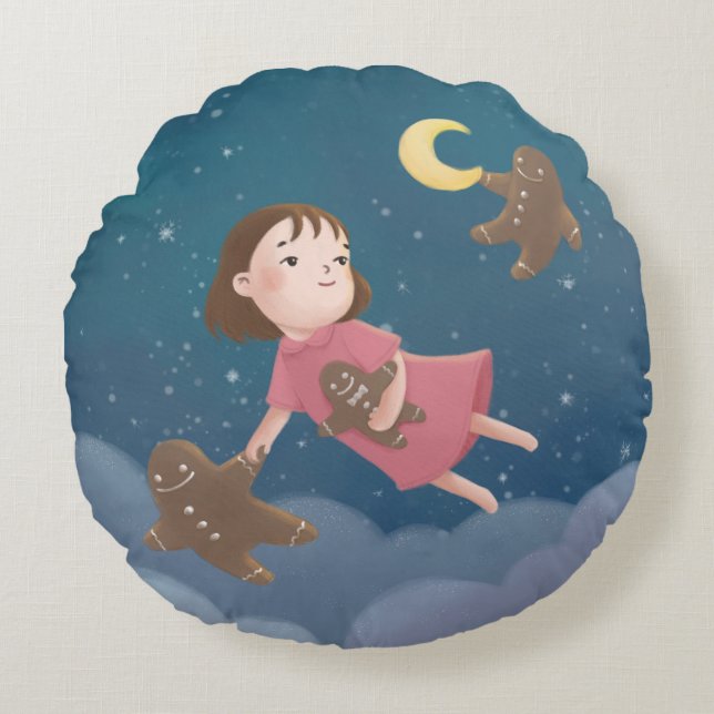 Flygande med Gingertea Cookies Dream Rund Kudde (Framsidan)