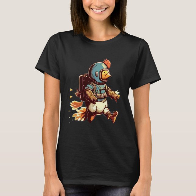Flygande med Jet Pack Chicken T Shirt (Framsida)