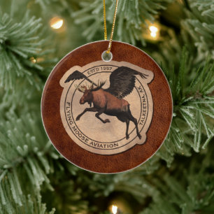 Flygande moose Aviation Patch Julgransprydnad Keramik