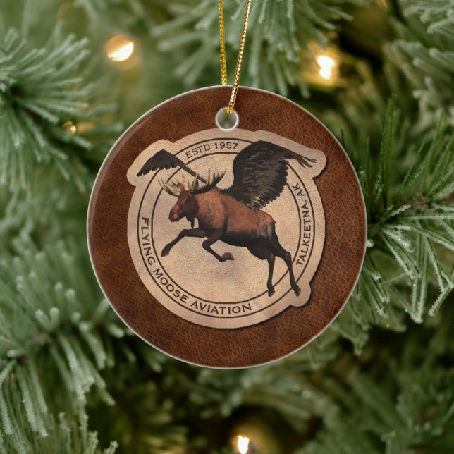 Flygande moose Aviation Patch Julgransprydnad Keramik (Träd)