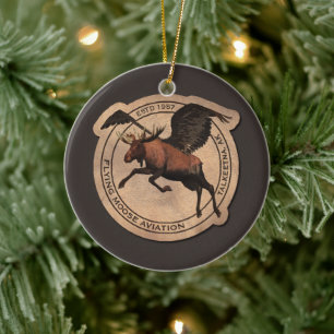 Flygande moose Aviation Patch Julgransprydnad Keramik