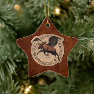 Flygande moose Aviation Patch Julgransprydnad Keramik