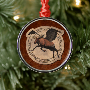 Flygande moose Aviation Patch Julgransprydnad Metall