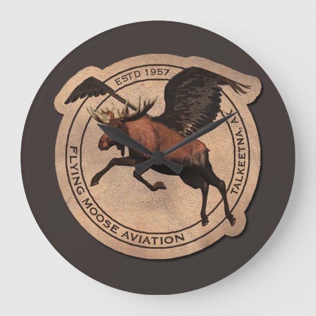 Flygande moose Aviation Patch Stor Klocka (Framsida)