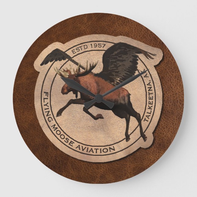 Flygande moose Aviation Patch Stor Klocka (Framsida)