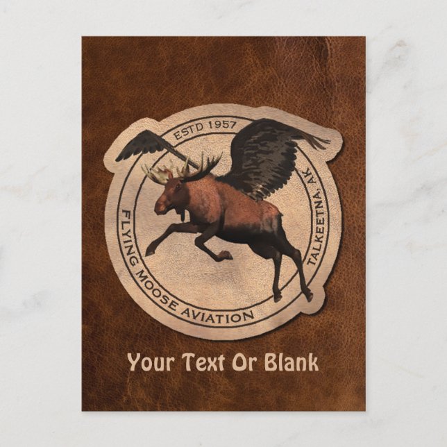 Flygande moose Aviation Patch Vykort (Framsida)