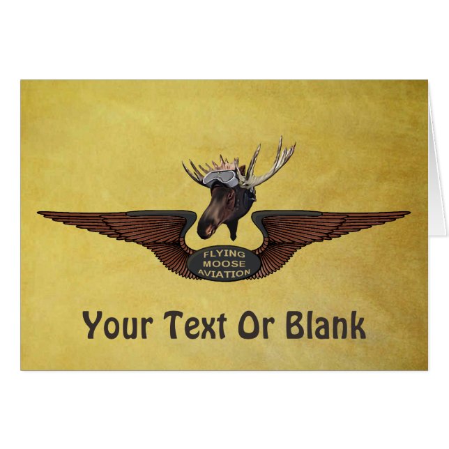 Flygande Moose Bush Pilot Vingar Hälsningskort (Framsidan Horizontal)