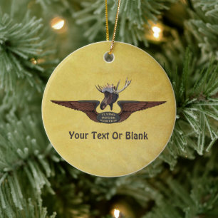 Flygande Moose Bush Pilot Vingar Julgransprydnad Keramik