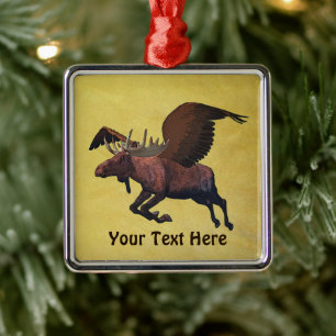 Flygande Moose Julgransprydnad Metall