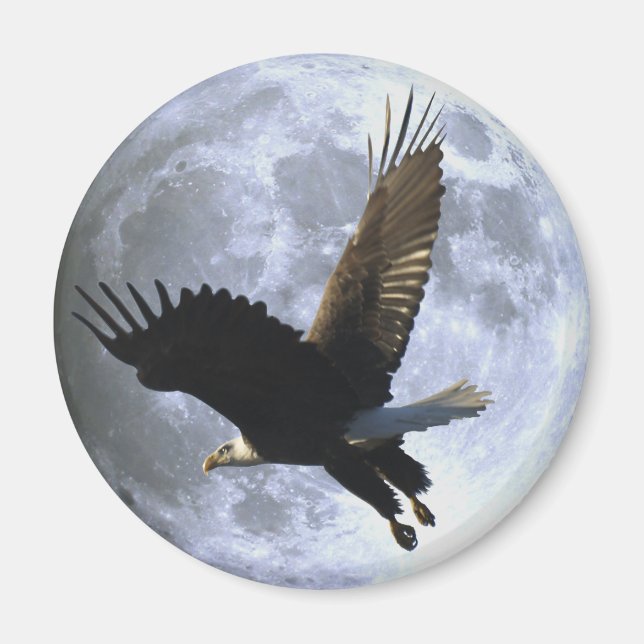 Flygande ÖRN & FULL MOON Wildlife Magnet (Framsidan)