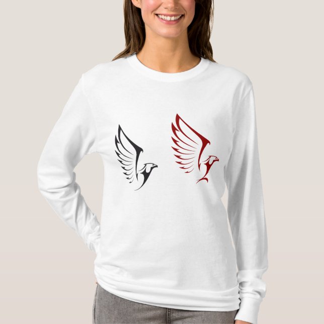 Flygande Örnar Djärv Fågelillustration T Shirt (Framsida)