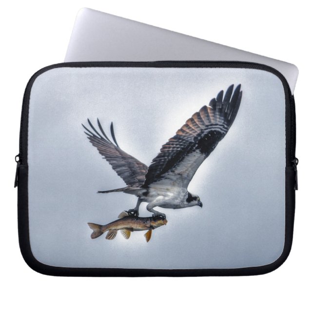 Flygande Osprey med Walleye Fish HDR Photo Laptop Sleeve (Framsidan)