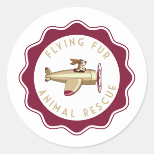 Flygande Päls - Hund Pilot Sticker Runt Klistermärke