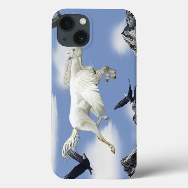 Flygande Pegasus, berg och Eagles Fantasy Art (Baksida)