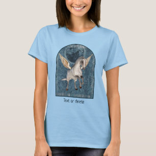Flygande Pegasus Blå Måne Fantasy Häst Konst T Shirt