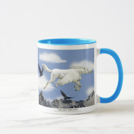 Flygande Pegasus, Eagle och bergsFantasy Art Mugg