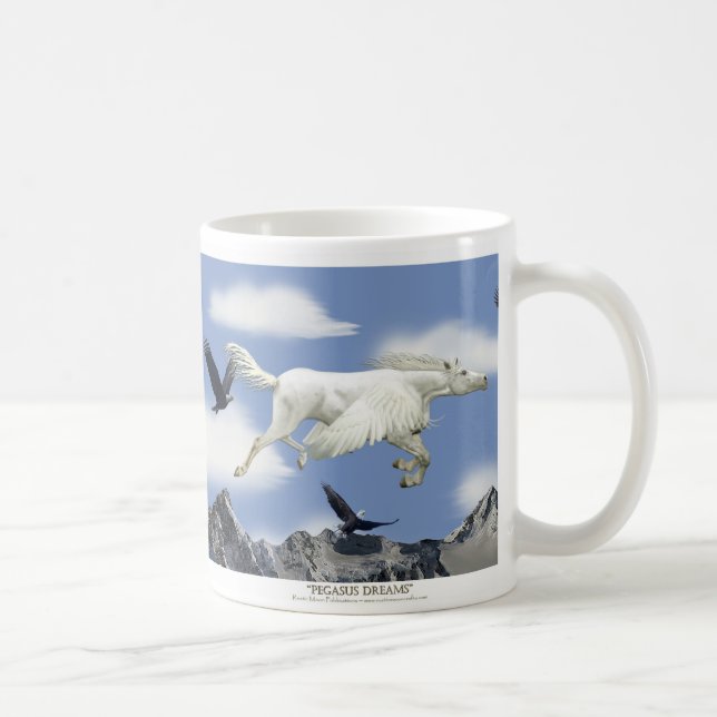 Flygande Pegasus, Eagle och bergsFantasy Art Mugg (Höger)