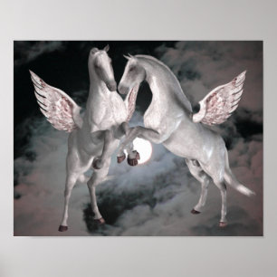 Flygande Pegasus Fantasy Horses Art Poster