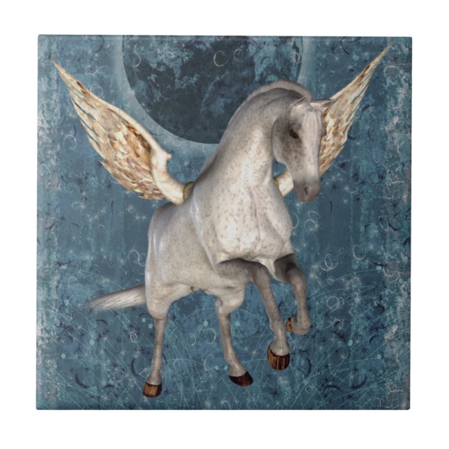 Flygande Pegasus Horse Fantasy Art Tile Kakelplatta (Framsidan)