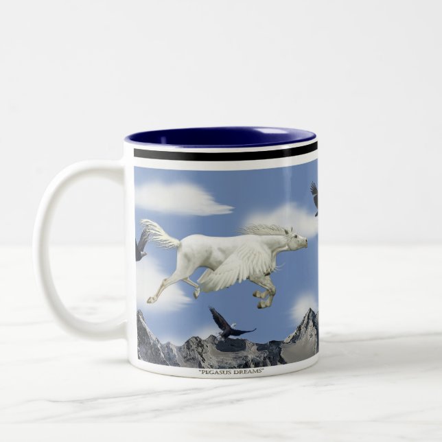 Flygande Pegasus och Eagles Fantasy Art Mugg (Vänster)