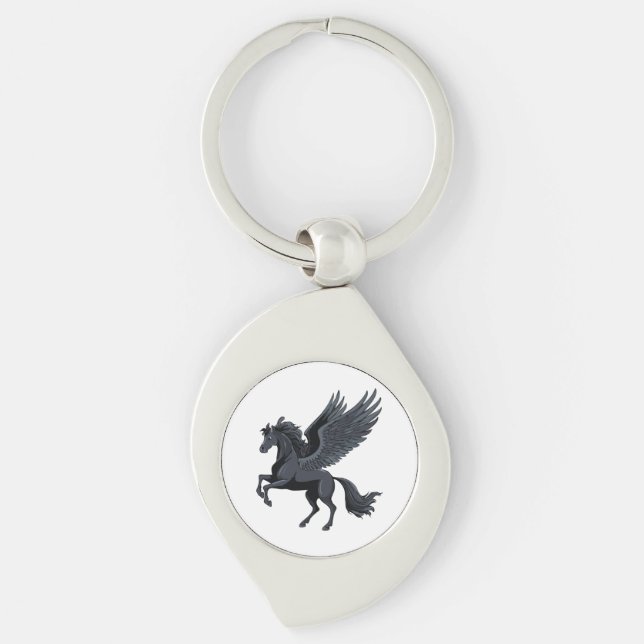Flygande pegasus swirl silverfärgad nyckelring (Framsidan)