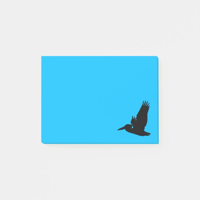 Flygande pelikan Siluett Himmelblå Post-it Block (Framsida)