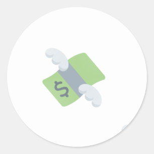 flygande pengar emoji runt klistermärke