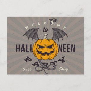 Flygande Pumpkin Halloween fest Inbjudan Vykort