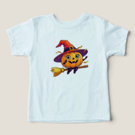 Flygande Pumpkin Witch - Cute Halloween Kids Desig T Shirt