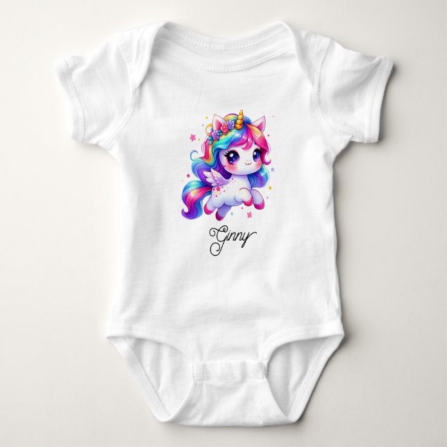 Flygande regnbågsenhörning t shirt (Framsida)