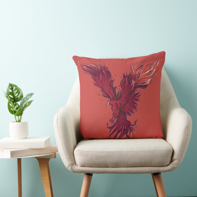 Flygande röd Fenix-fågel-grafik Kudde (Stol)
