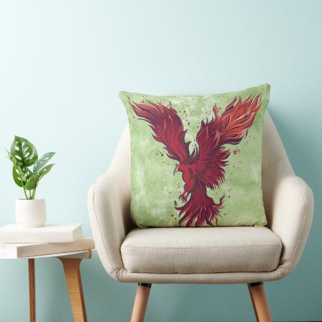 Flygande röd Fenix-fågel-grafik Kudde (Stol)