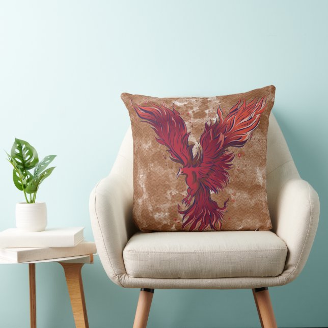Flygande röd Fenix-fågel-grafik Kudde (Stol)
