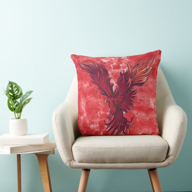 Flygande röd Fenix-fågel-grafik Kudde (Stol)