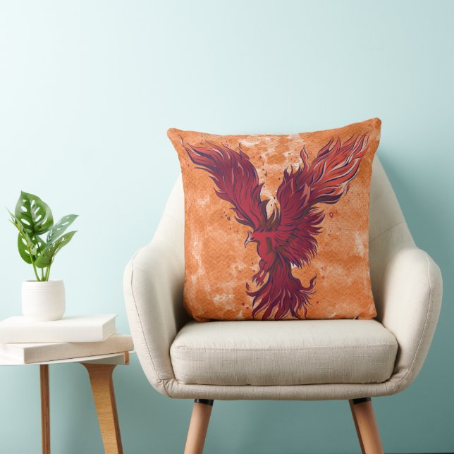 Flygande röd Fenix-fågel-grafik Kudde (Stol)